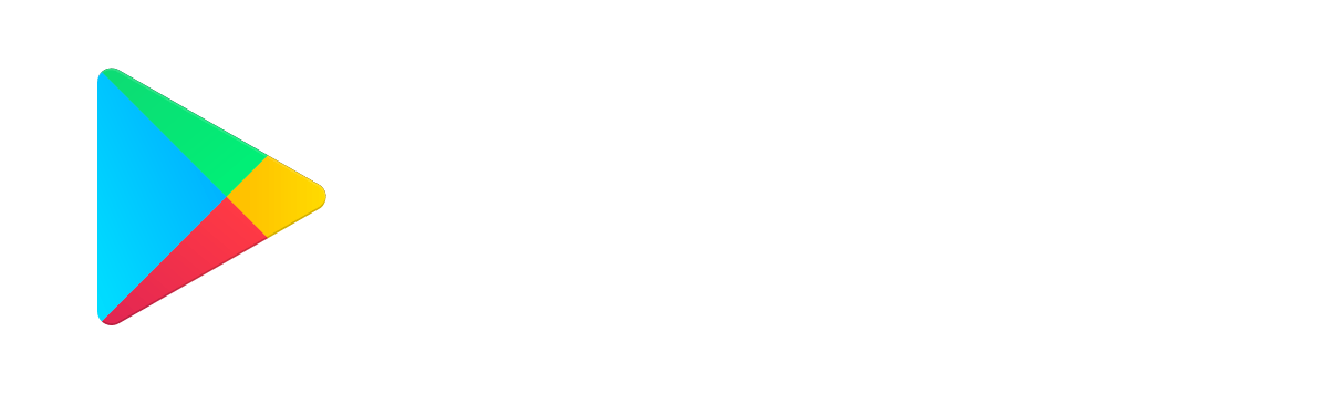 Google Play logo: multicolor triangular play button on the left, white background
